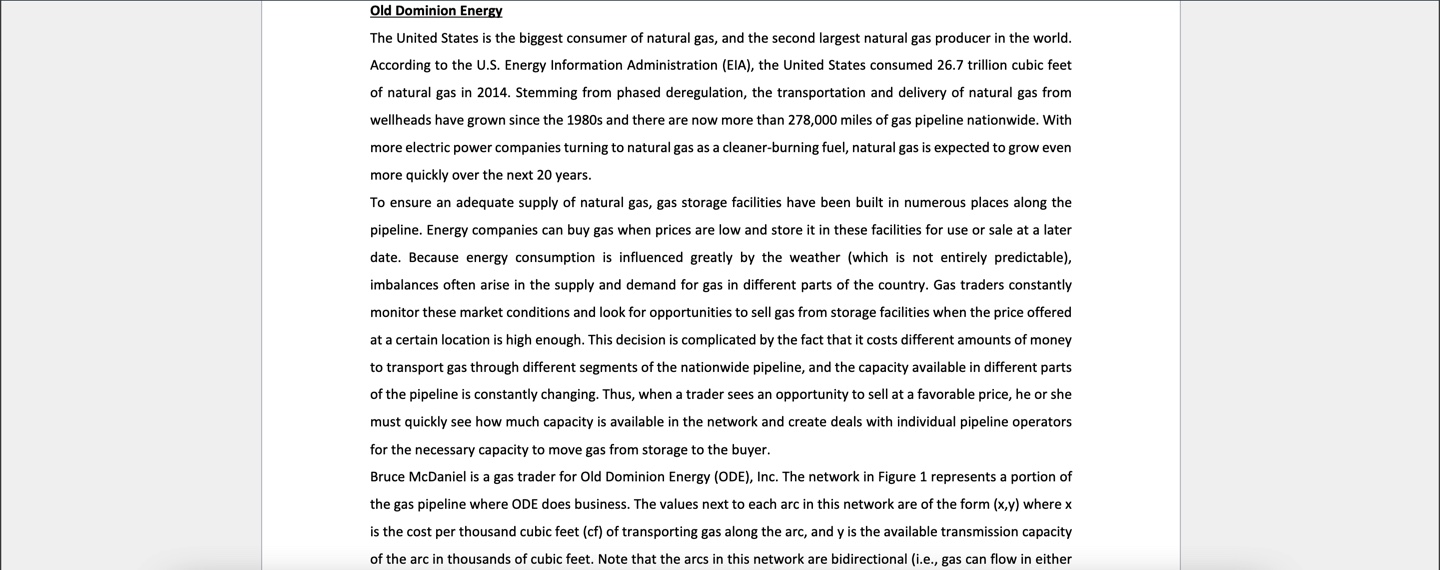 Figure 1 Gas pipeline network for Old Dominion