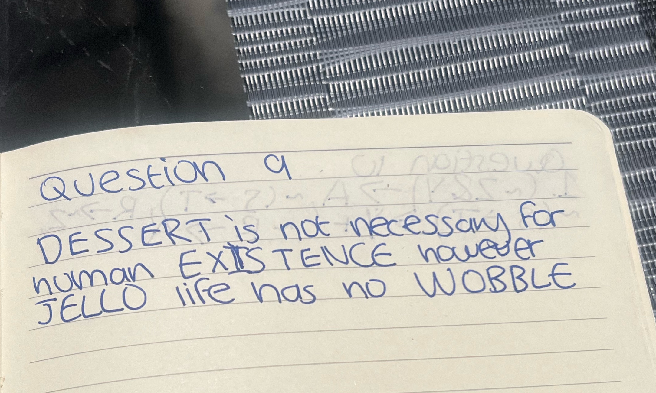 Question DESSERT is not necessary for human