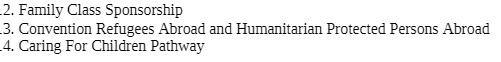 2. Family Class Sponsorship 3. Convention