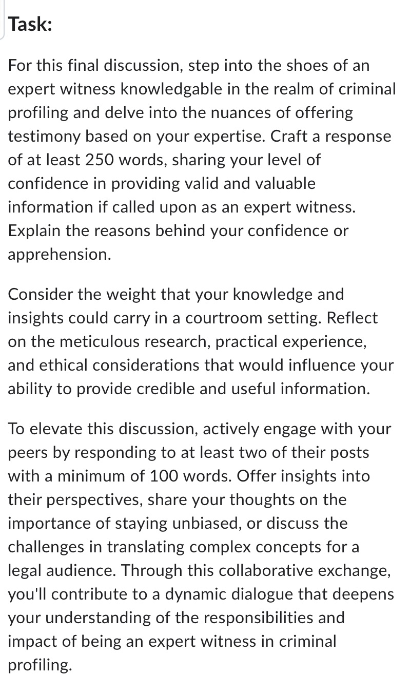 Please follow criteria. Task: For this final