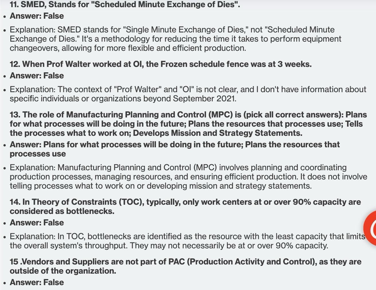 1. Gross requirements of an item are generated by