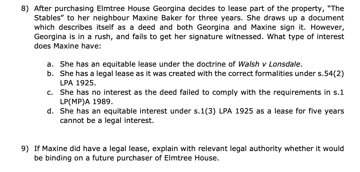 8) After purchasing Elmtree House Georgina