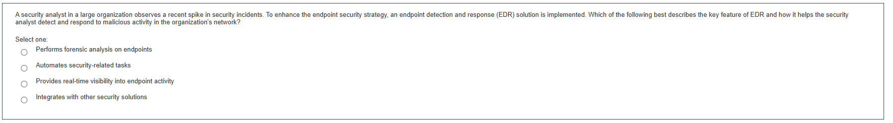 123 Asecurity analyst in a large organization