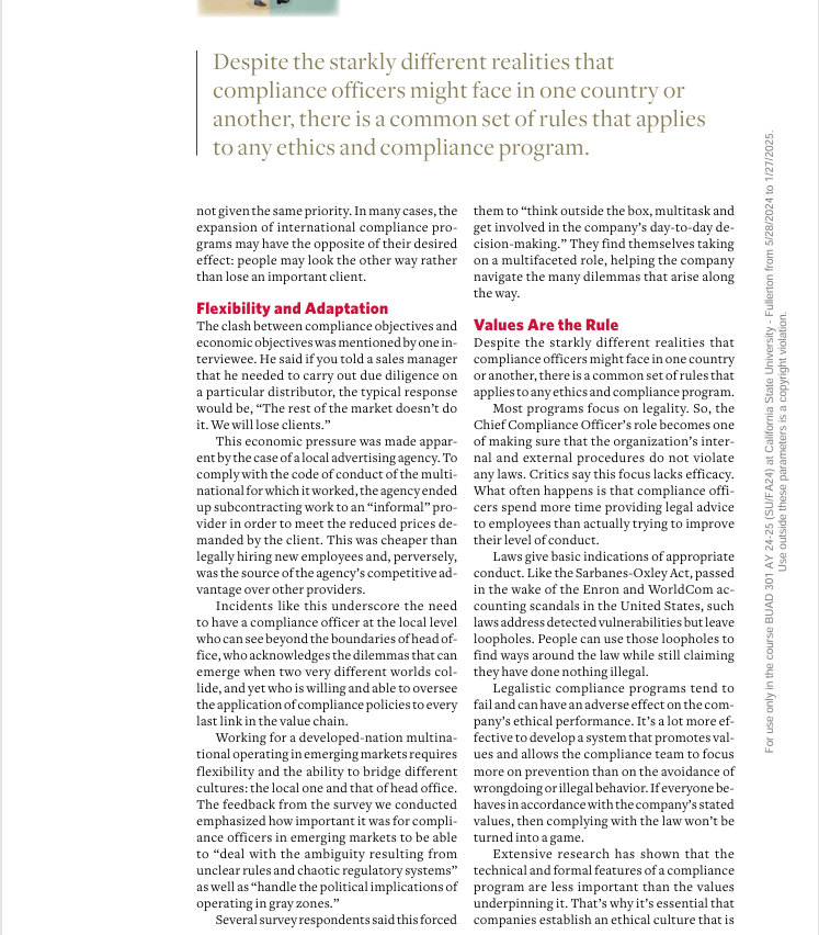 COMPLIANCE IN CONTEXT Navigating the Realities