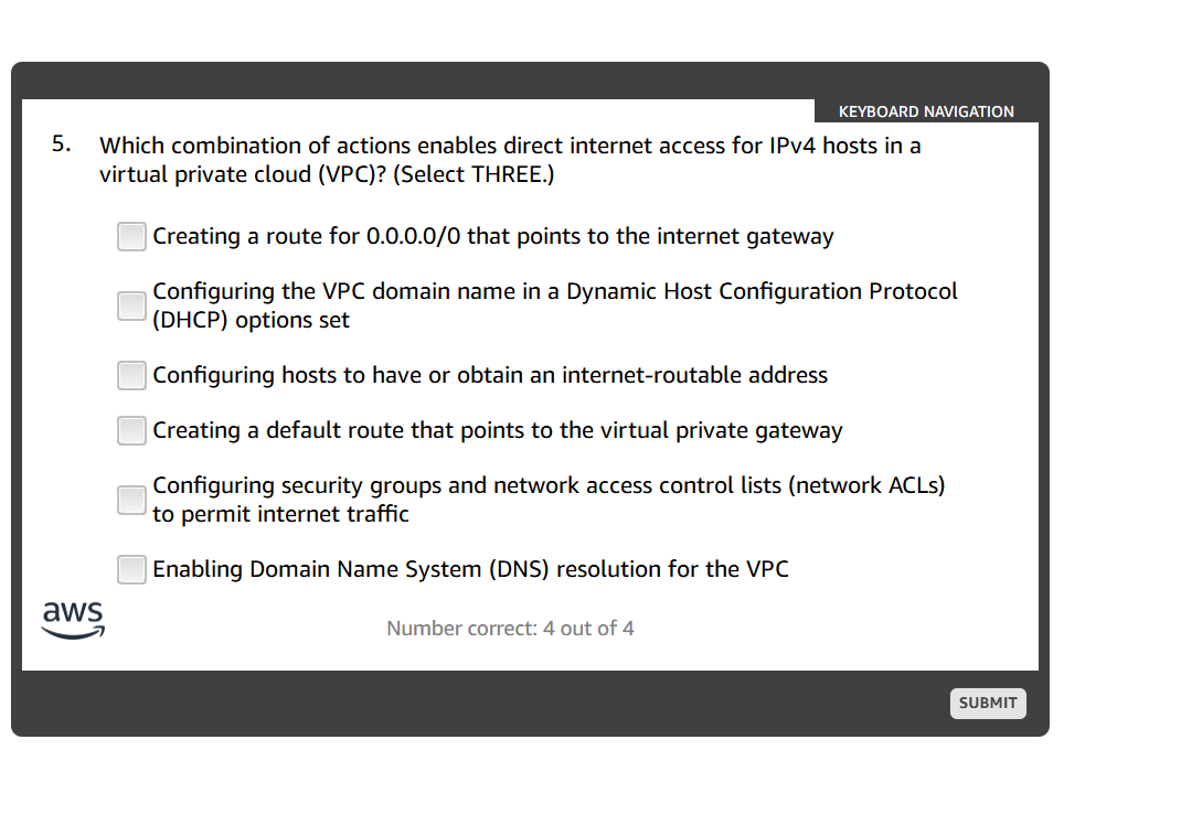 answer KEYBOARD NAVIGATION 5. Which combination