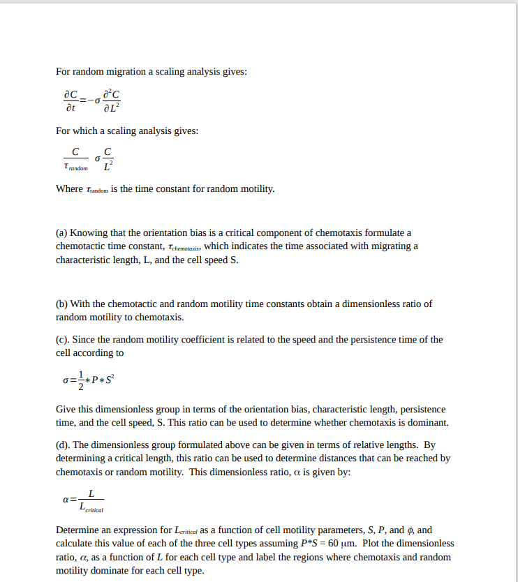 For random migration a scaling analysis gives: