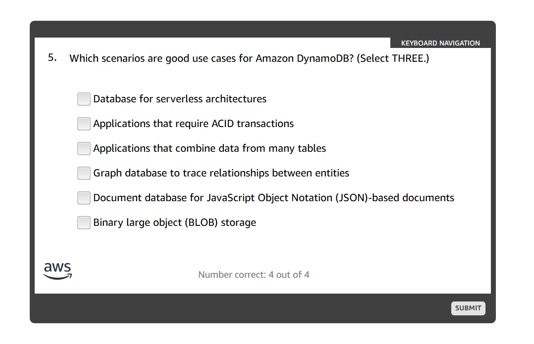 answer KEYBOARD NAVIGATION 5. Which scenarios are