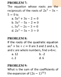 get solutions PROBLEM T: The equation whose roots