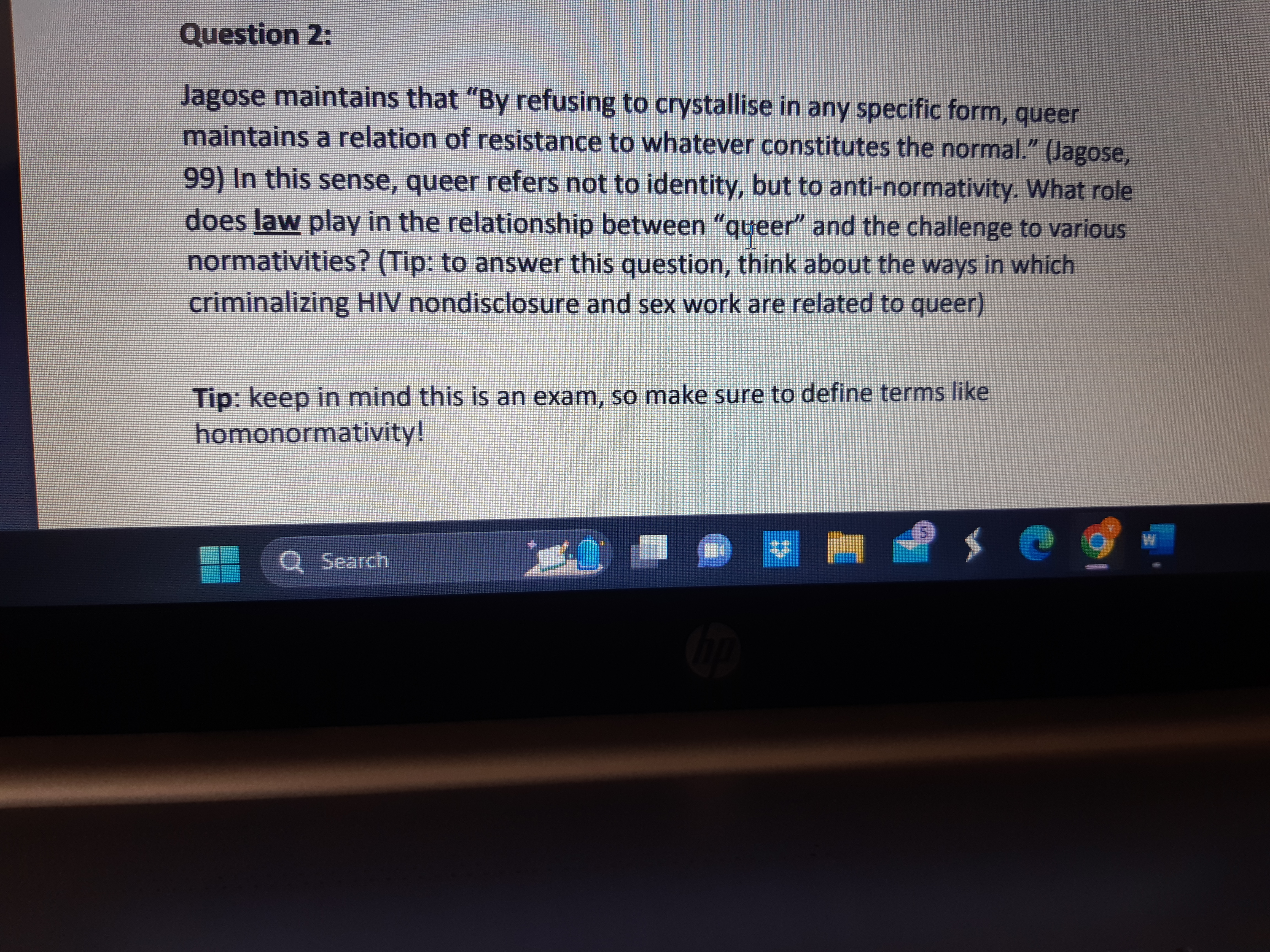 Question 2: Jagose maintains that "By refusing to