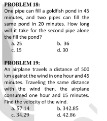 get solutions PROBLEM 18: One pipe can fill a