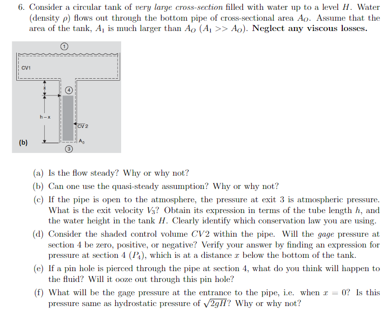 fi. Consider a circular tank of very large