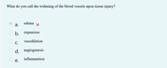 CHECK What do you call the widening of the blood