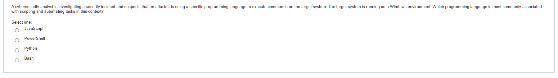 332 A cybersecurity analyst is investigating a