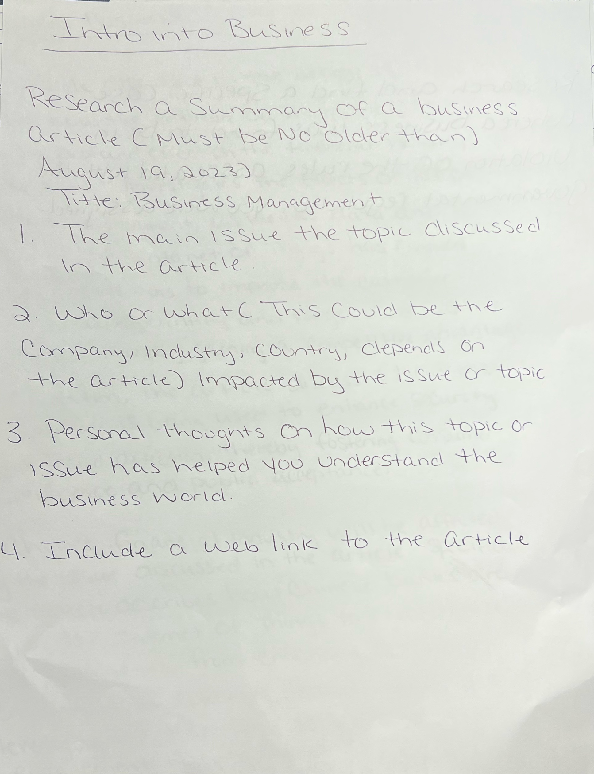 Intro into Business Research a summary of a