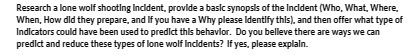 Research a lone wolf shooting Incident. provide a