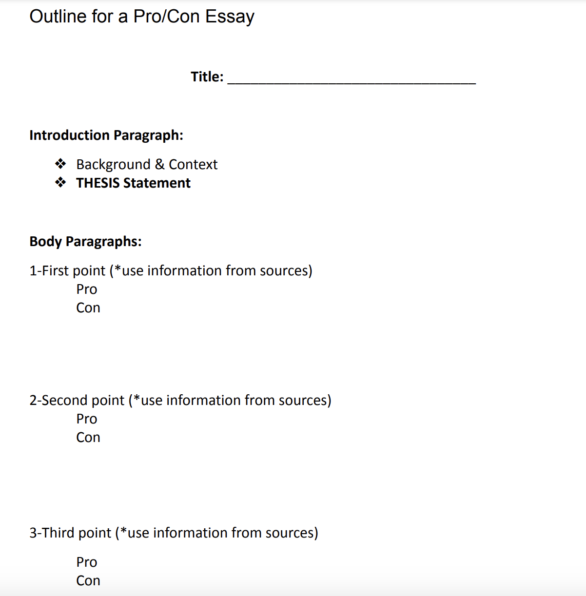 Pro/Con Essay Title: Online Shopping Outline: