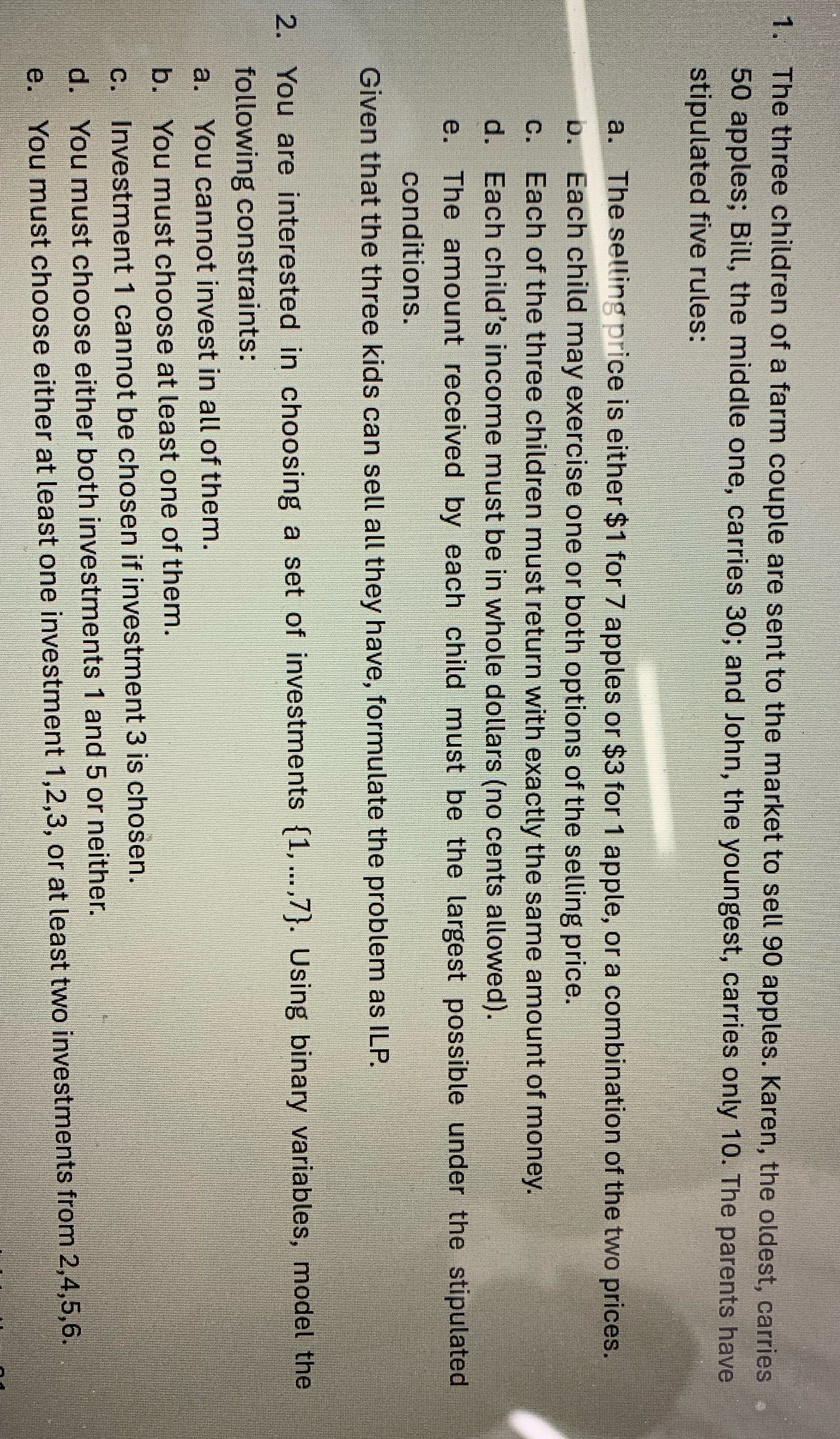 Need mathematical modeling of below problem using