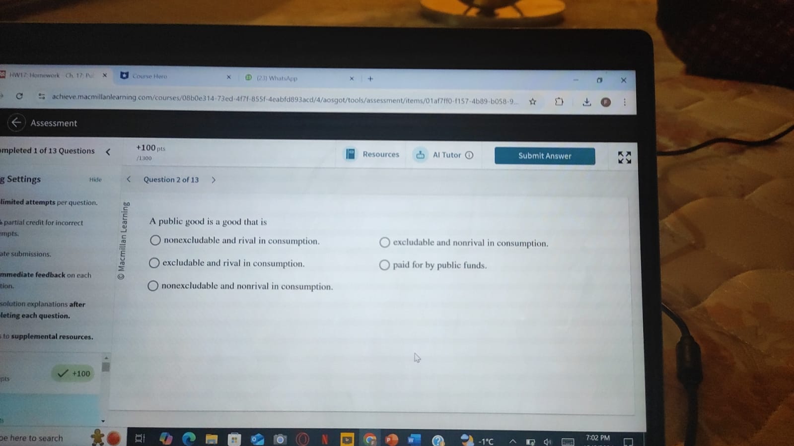 HW12: Homework Ch. 17. P. X & course Hero X D