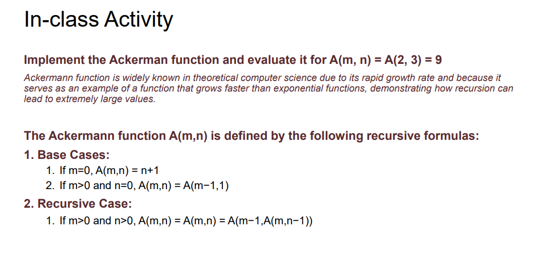 give me exmaple of this: In-class Activity