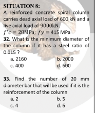 get solutions SITUATION *: A reinforced concrete