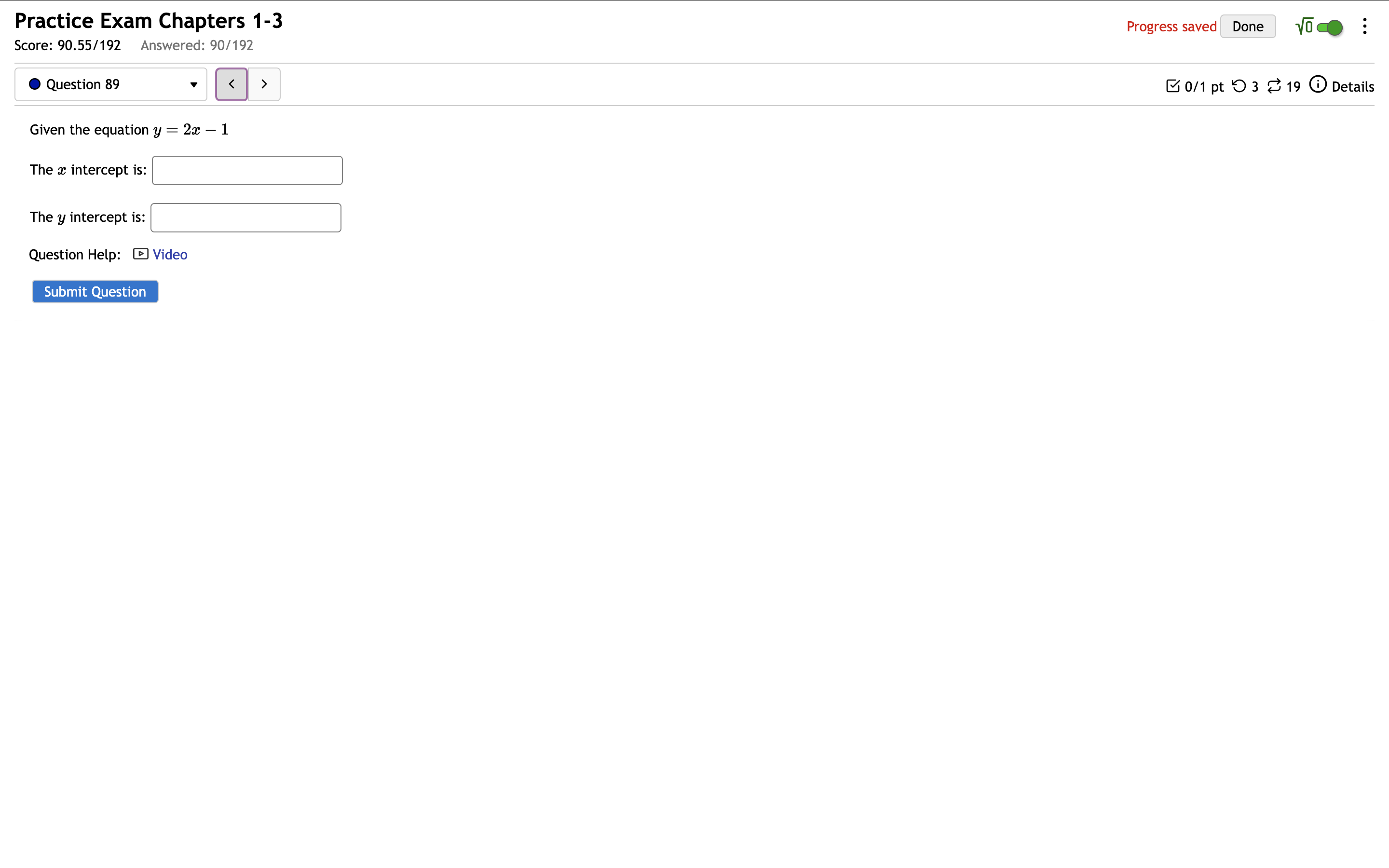 solve Practice Exam Chapters 1-3 Progress saved
