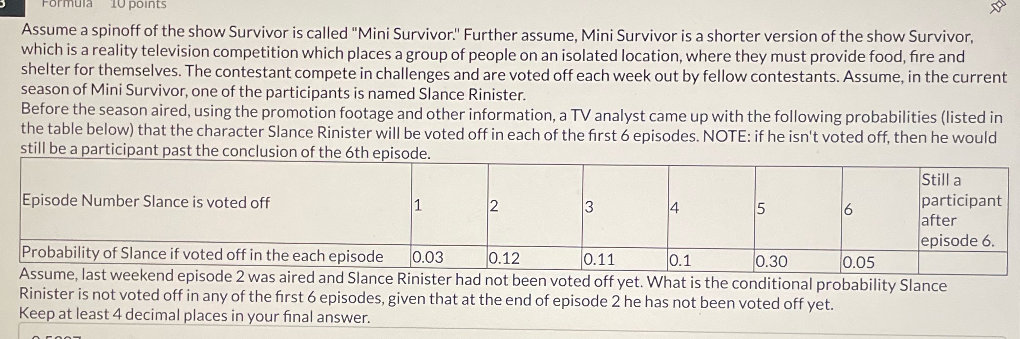 . rormuia 11U points y Assume a spinoff of the