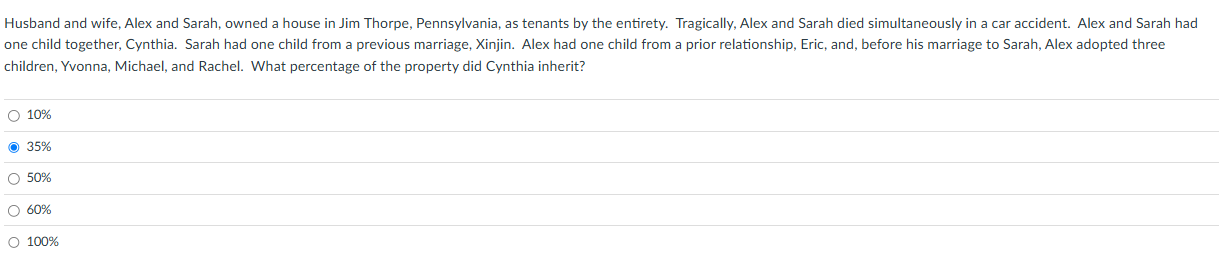 Husband and wife, Alex and Sarah, owned a house