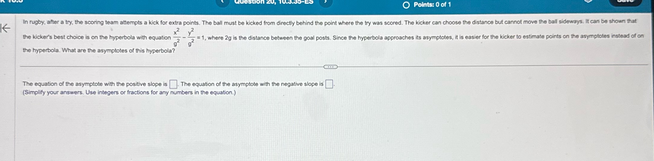 Q Points: 0of 1 ' e In rugby. after a try,