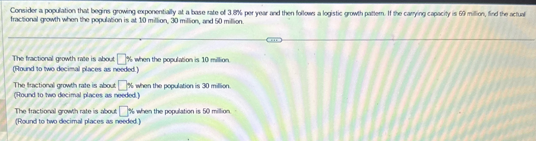 Consider a population that begins growing