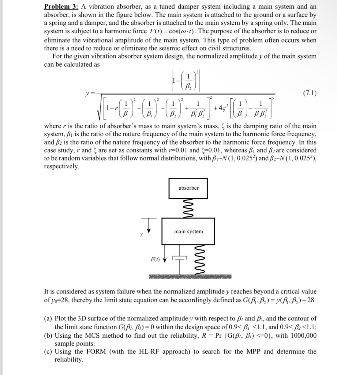 Problem 3: A vibration absorber, as a tuned