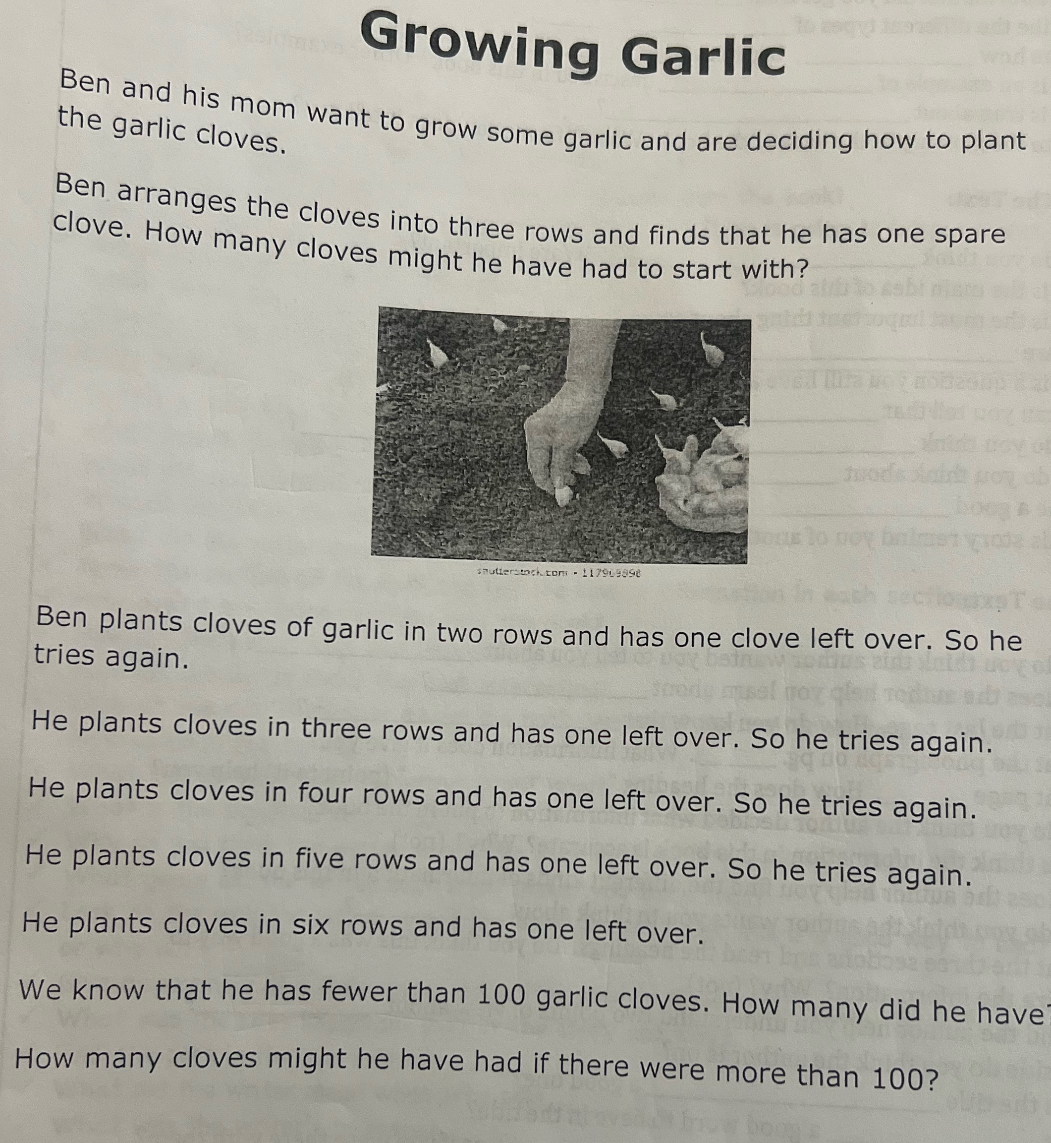 Growing Garlic Ben and his mom want to grow some