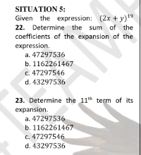 get solutions SITUATION 5: Given the expression: