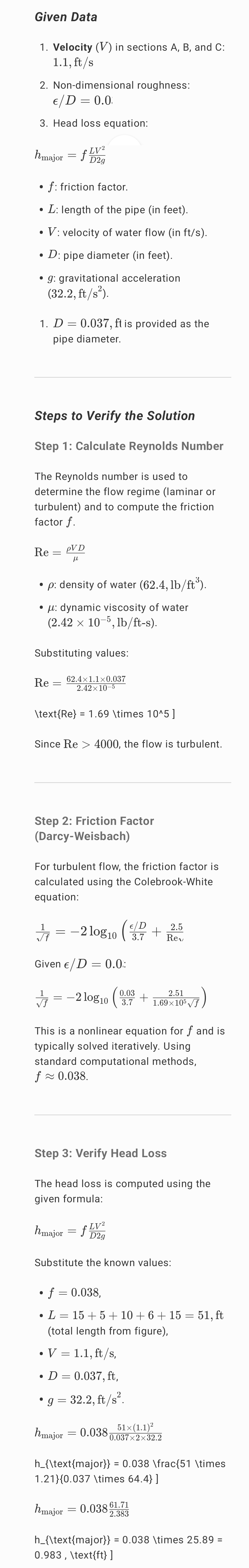 Question 5 (20 points): Water flows through a