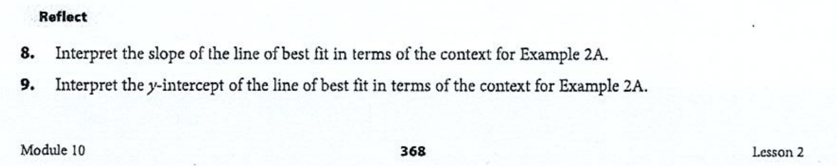 10.2 Fitting a Linear Model To Data. Answer All