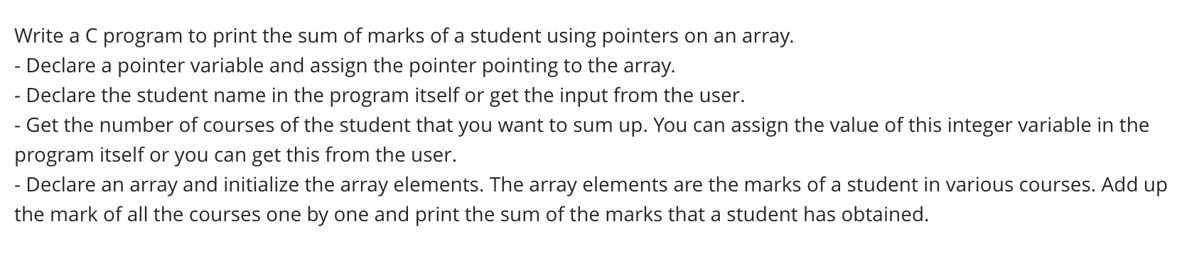 Write a C program to print the sum of marks of a