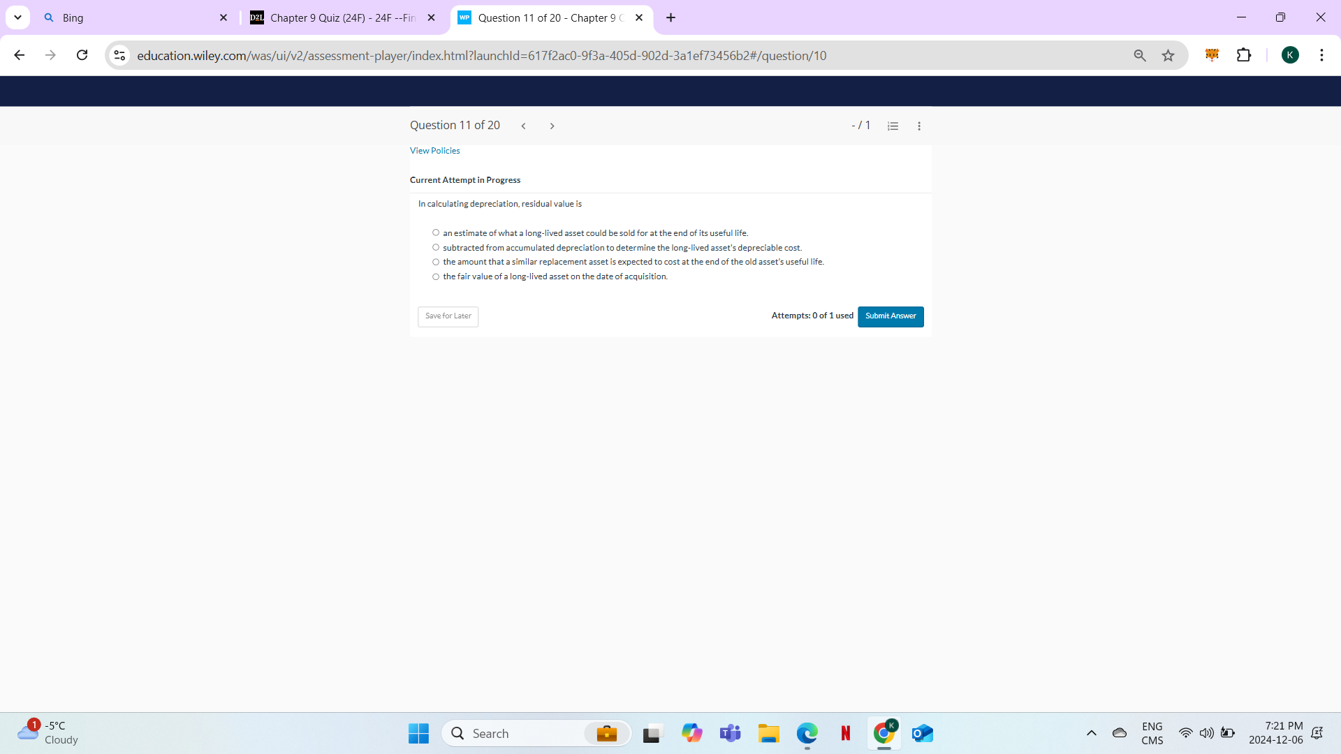 ANSWER Q Bing X D2L Chapter 9 Quiz (24F) - 24F