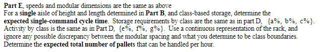 Part E, speeds and modular dimensions are the