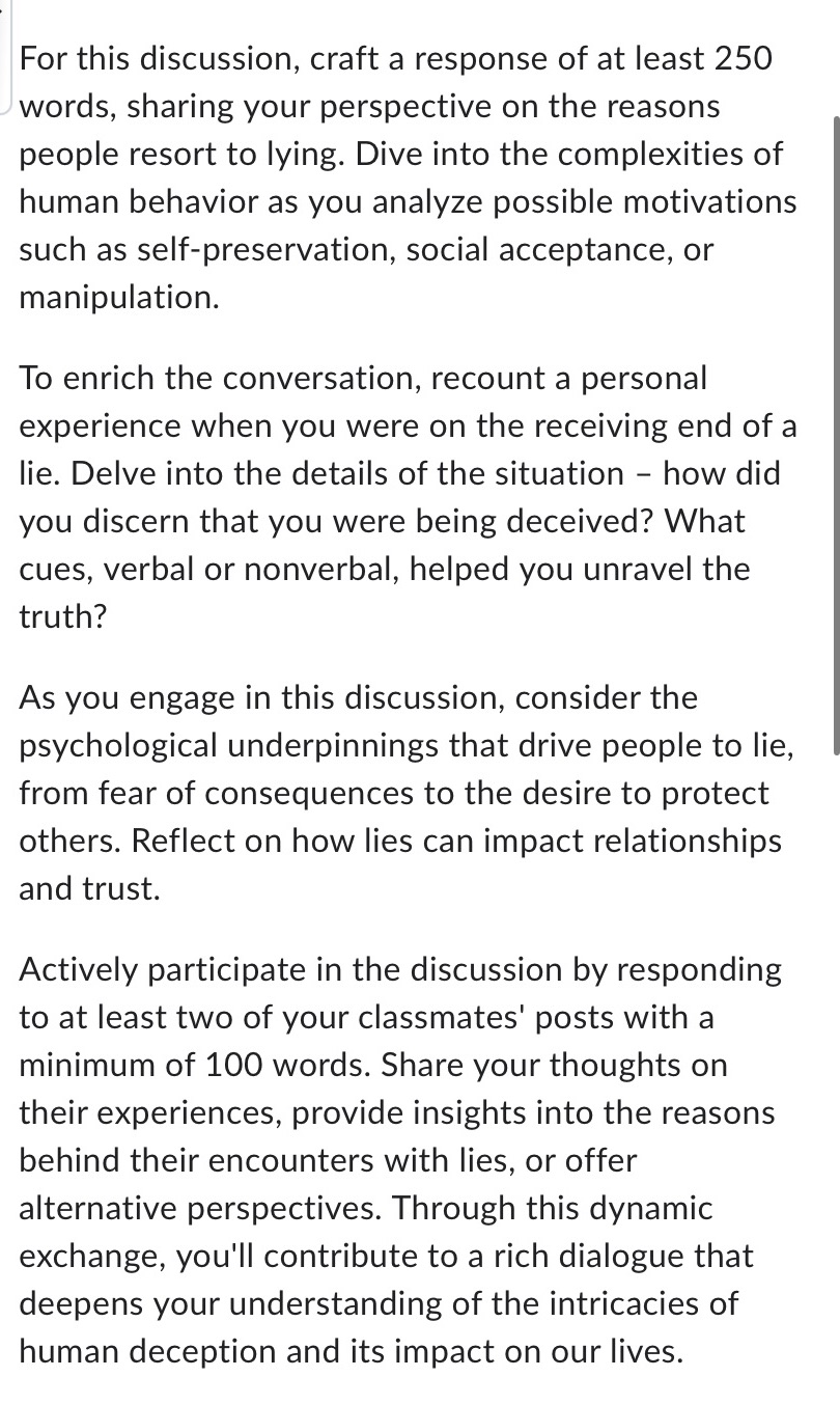 Please follow the criteria. For this discussion,