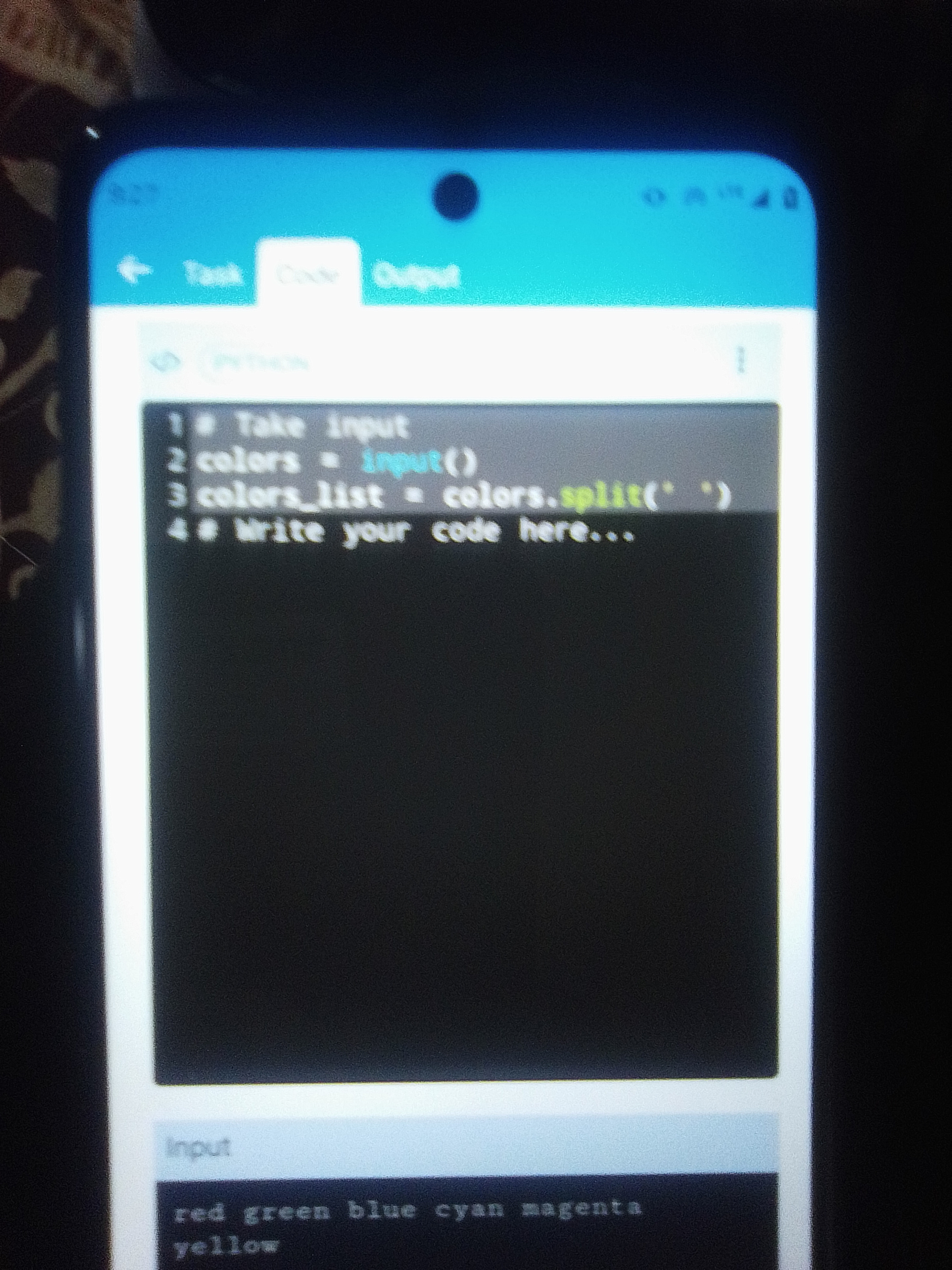 9:26 Task Code Output Complete the code given in