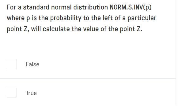 answer For a standard normal distribution