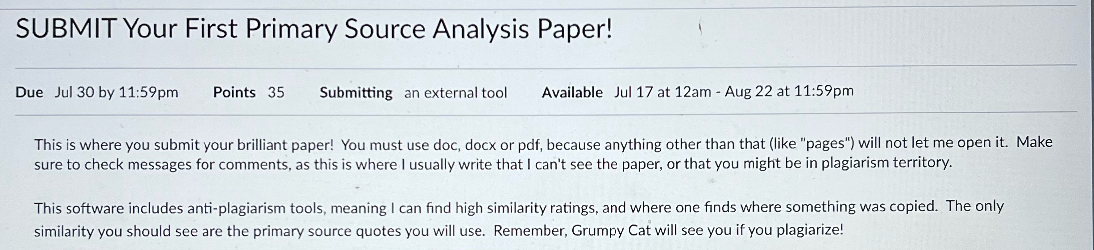 first primary source paper for history 10( early