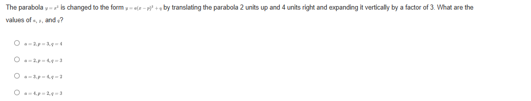 \fThe parabola v = +* is changed to the form v =