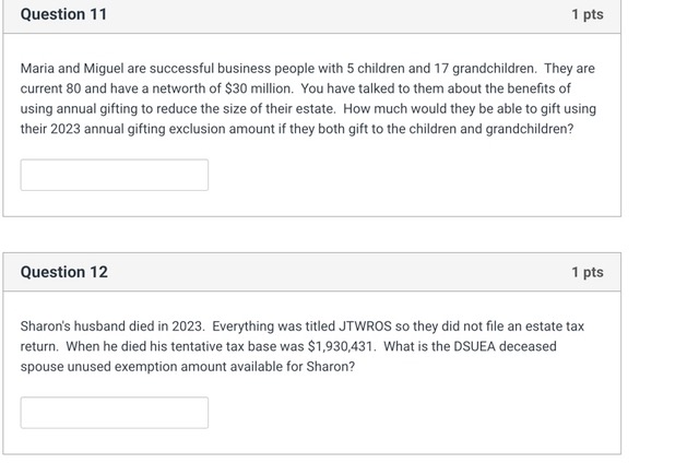 Question 11 1 pts Maria and Miguel are successful