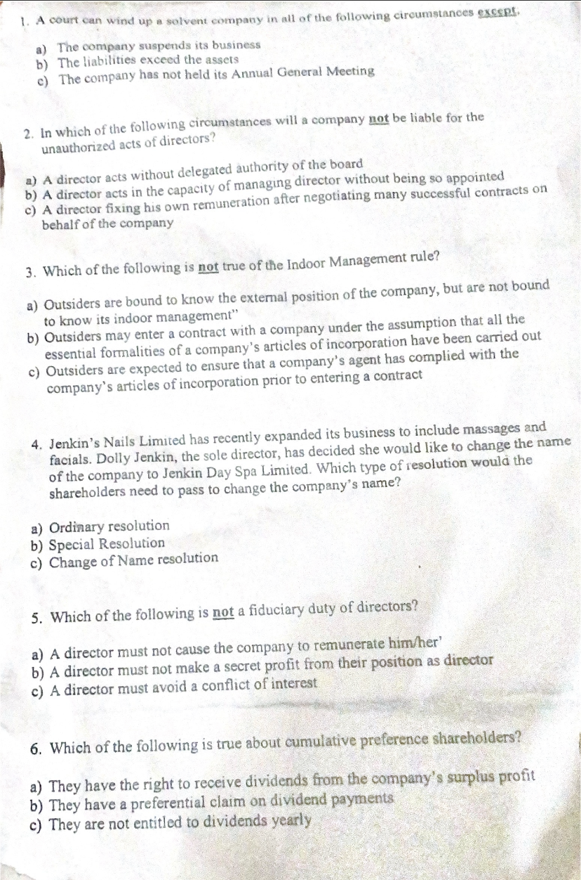 The following facts relate to question 7 and 8.