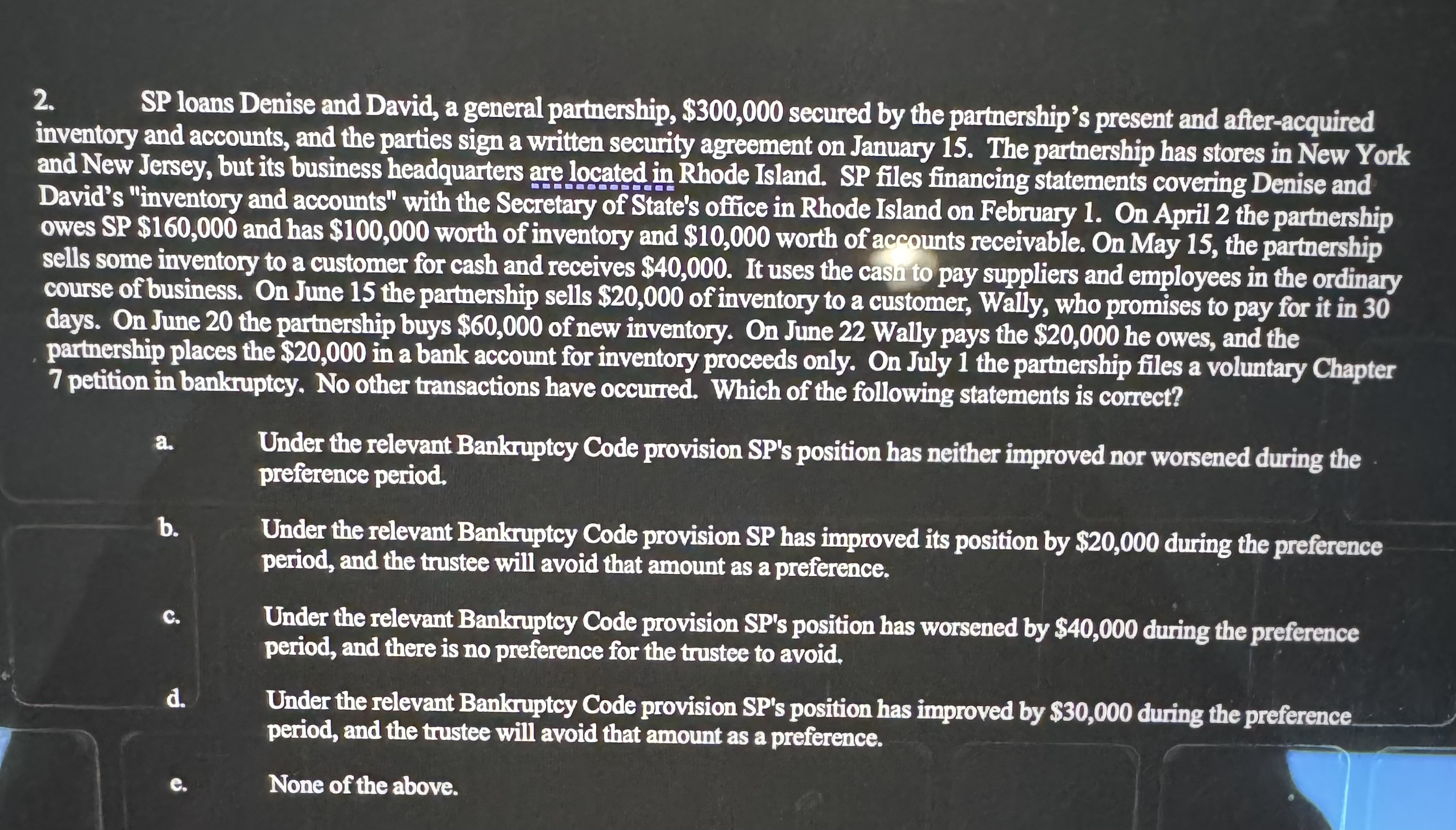 - & SP loans Denise and David, a general