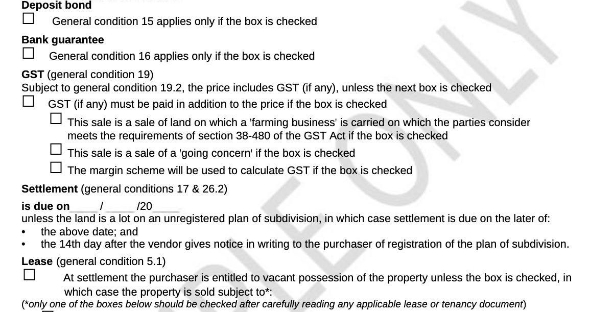 Deposit bond D General condition 15 applies only