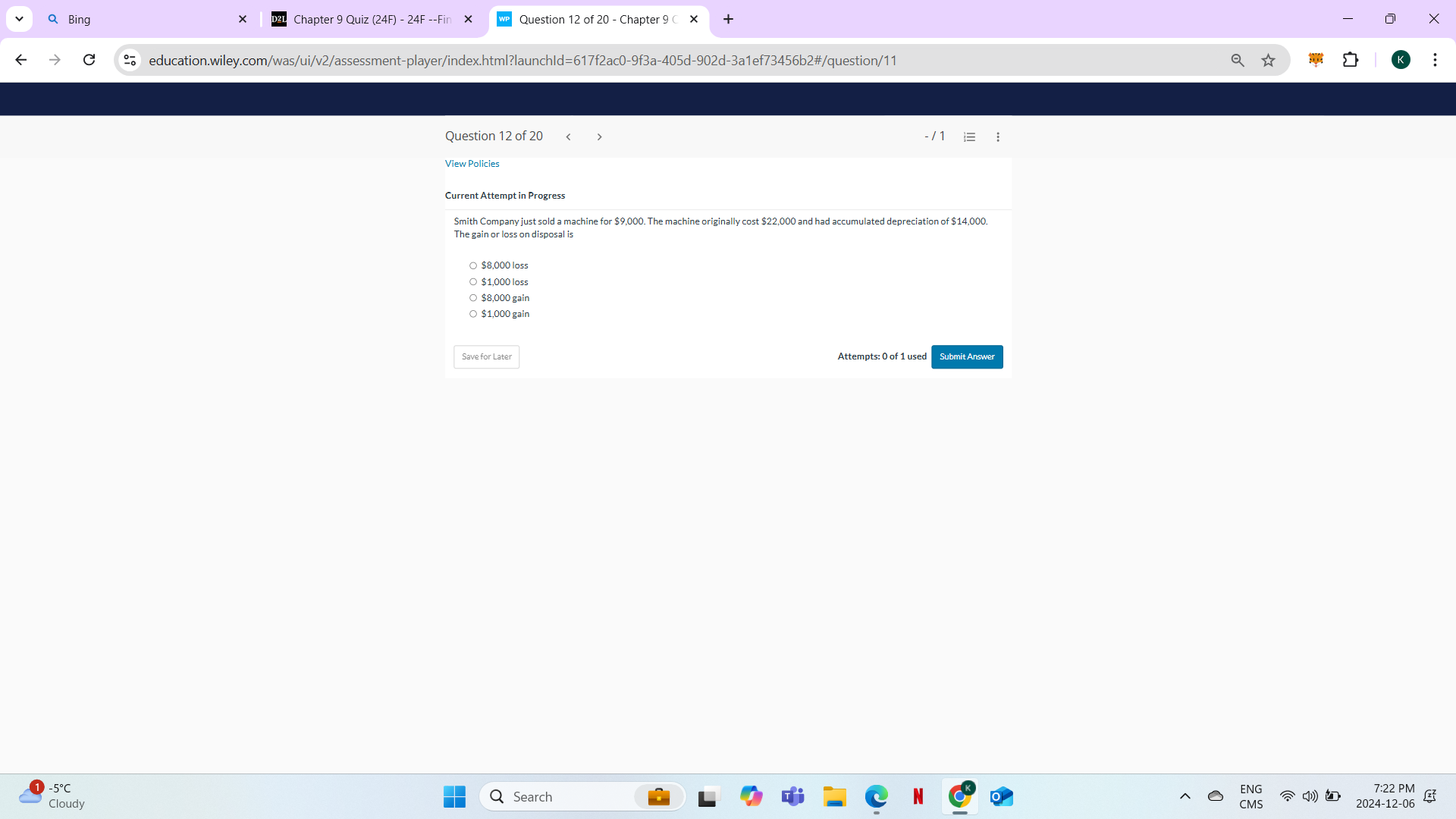 ANSWER Q Bing X D2L Chapter 9 Quiz (24F) - 24F