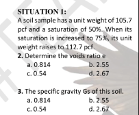 get solutions SITUATION 1: A soil sample has a