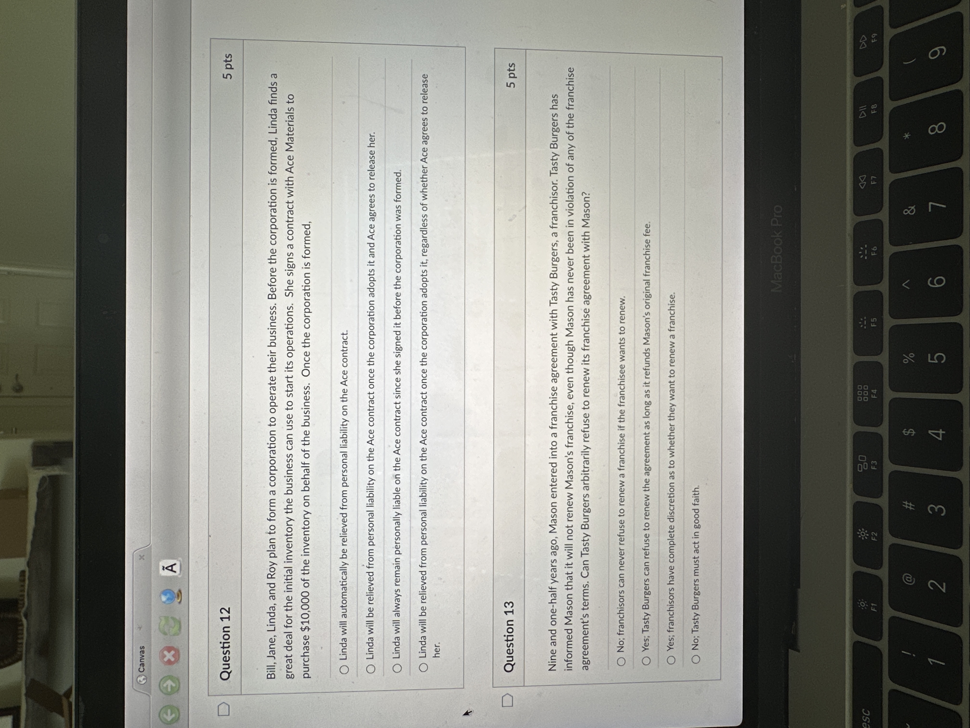 Canvas D Question 12 5 pts Bill, Jane, Linda, and