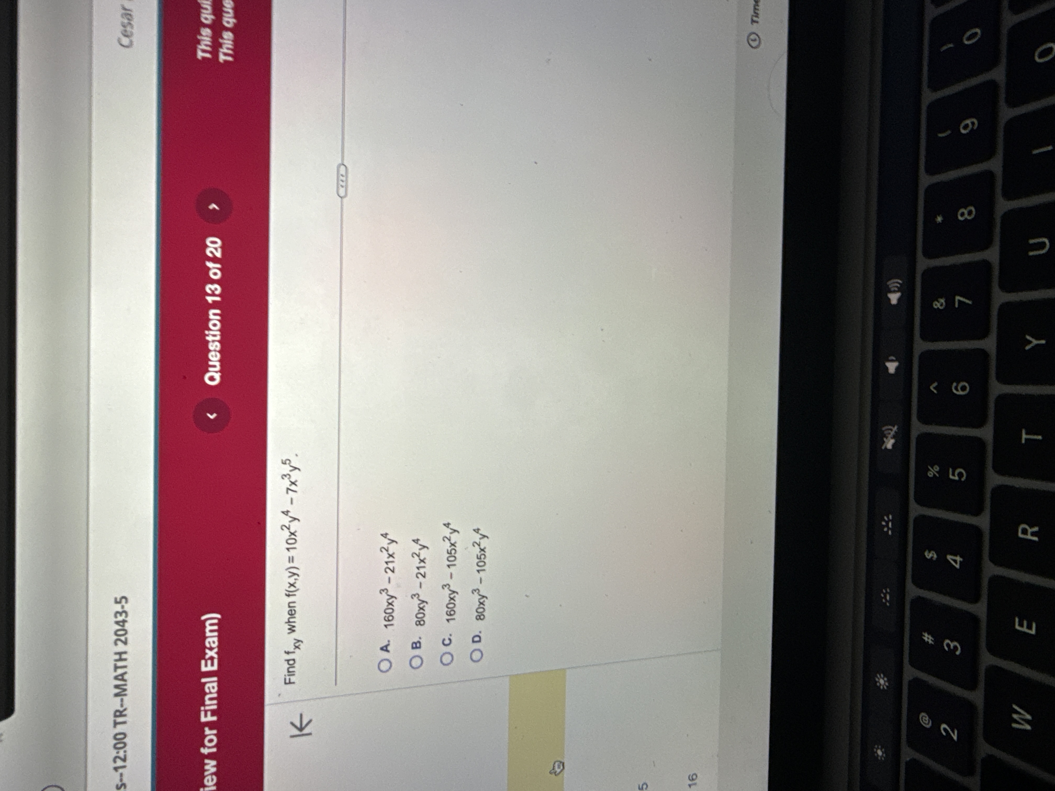 M S--12:00 TR-MATH 2043-5 Cesar This qui iew for